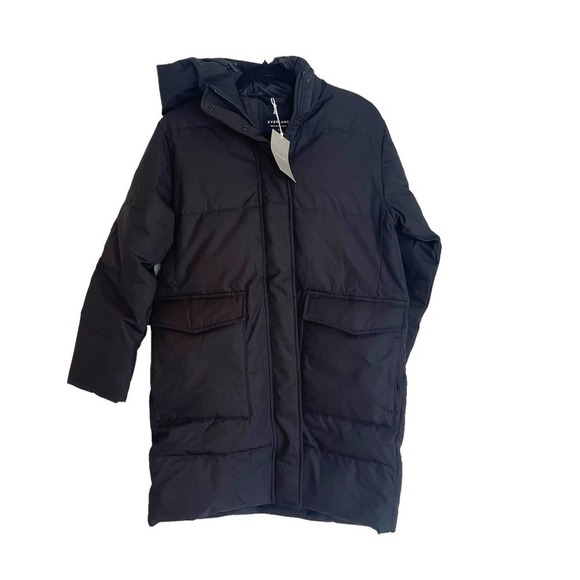 Everlane The ReNew Long Puffer Coat Long Sleeve Black Size Small NWT - Picture 3 of 13